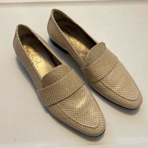 AGL leather snake skin nude flats loafers professional